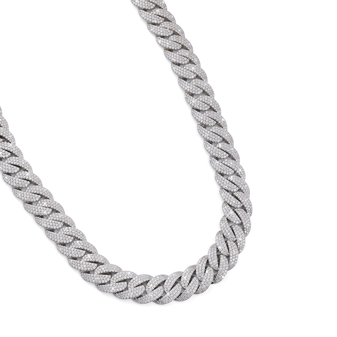 White Gold Iced Cuban Link Chain – Premium Diamond-Cut Style-DX-CN-0106