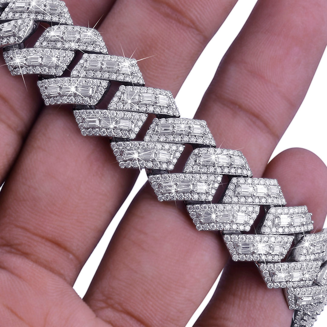 Iced Miami Cuban Link Chain – Baguette Stone Finish-DX-CN-0111 Diamlux