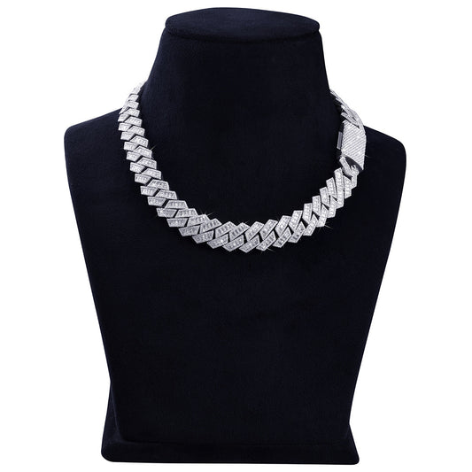 Prong Set Diamond Chain – White Gold Heavy Shine Chain-DX-CN-0112 Diamlux