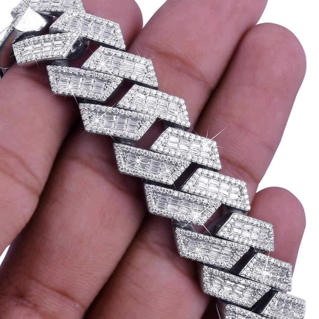 Prong Set Diamond Chain – White Gold Heavy Shine Chain-DX-CN-0112