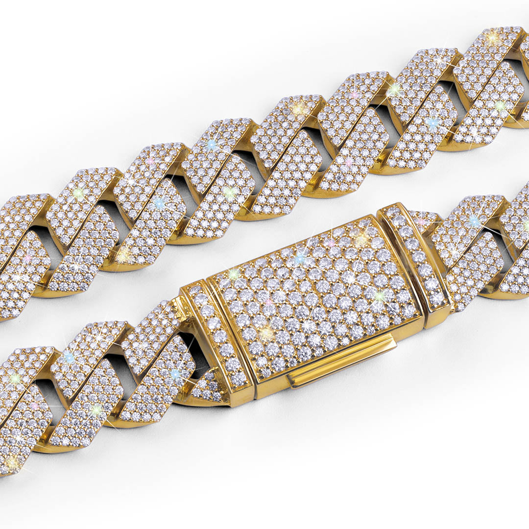 Yellow Gold Cuban Link Chain – Moissanite Diamonds-DX-CN-0113G