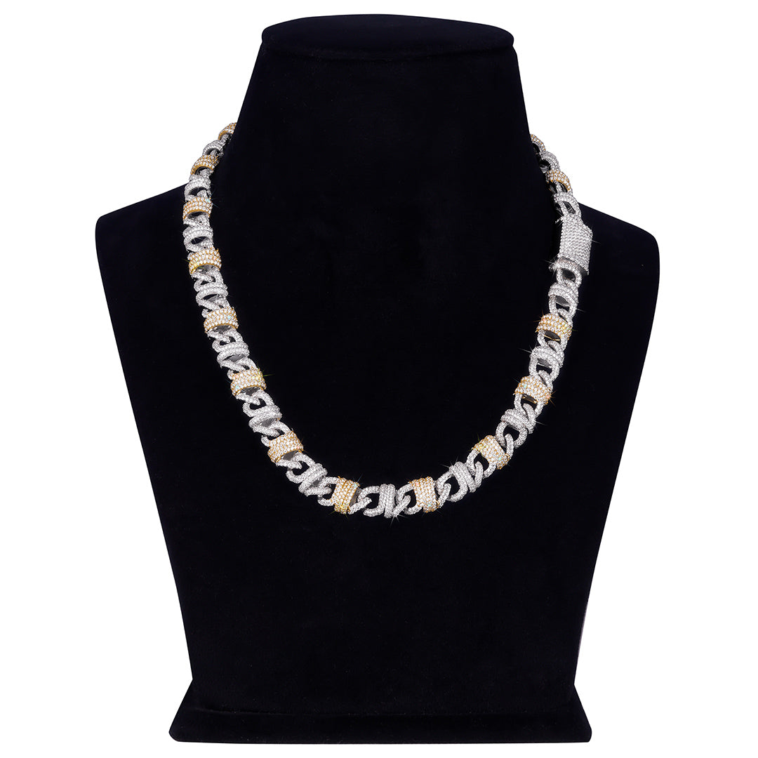 Two-Tone Elegance: Diamond Pave Cuban Link Chain