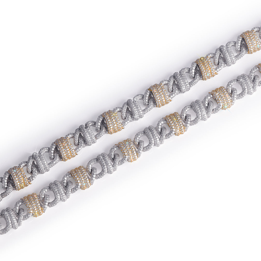 Two-Tone Elegance: Diamond Pave Cuban Link Chain