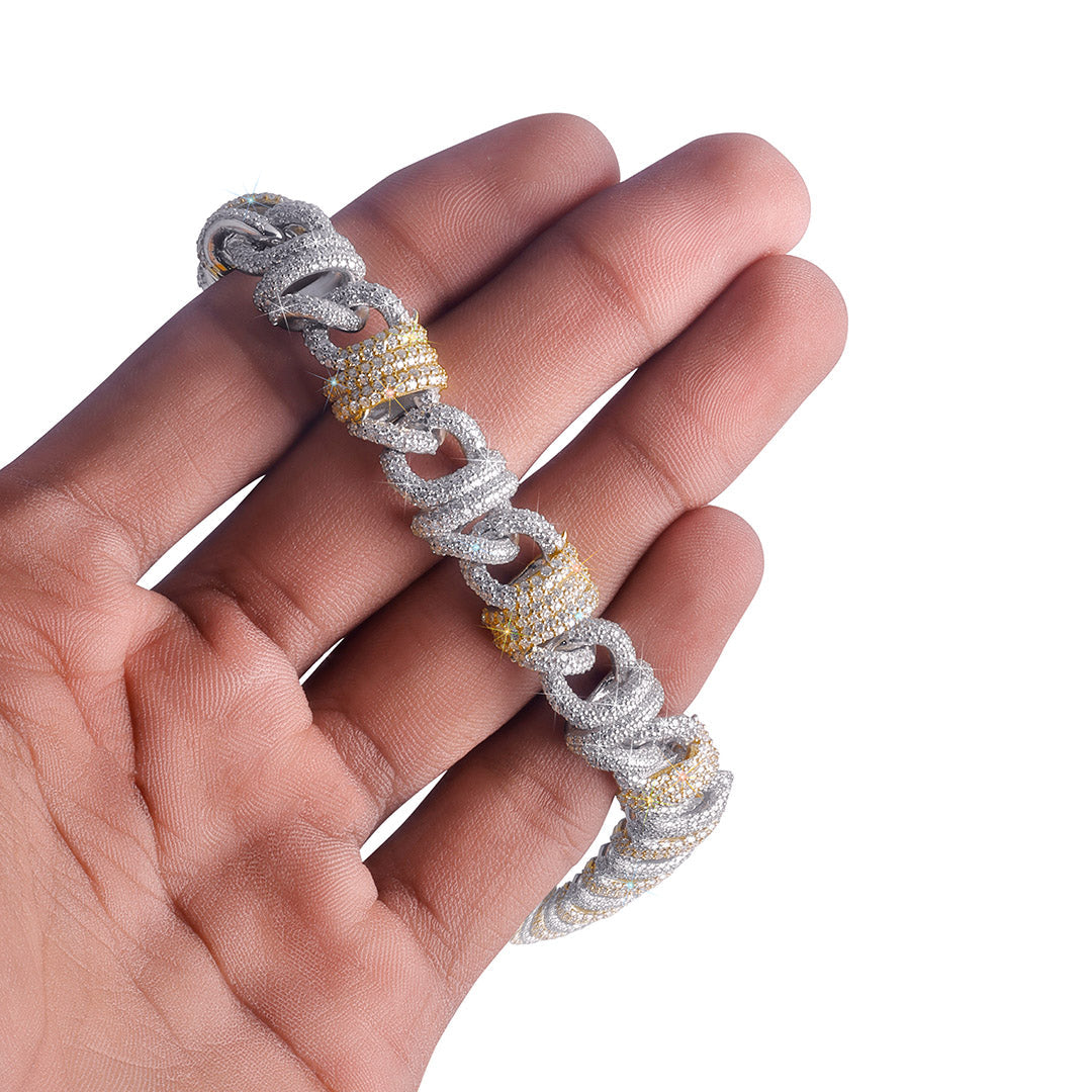 Two-Tone Elegance: Diamond Pave Cuban Link Chain Diamlux