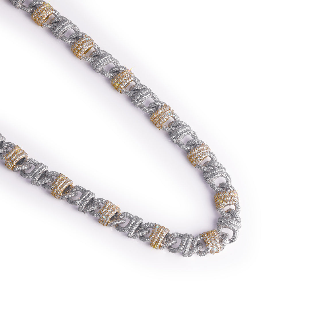 Two-Tone Elegance: Diamond Pave Cuban Link Chain