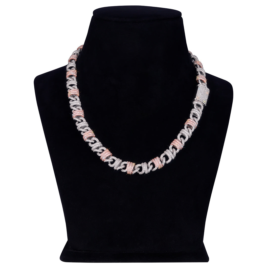 Dual-Tone Iced Cuban Link Chain with Accents