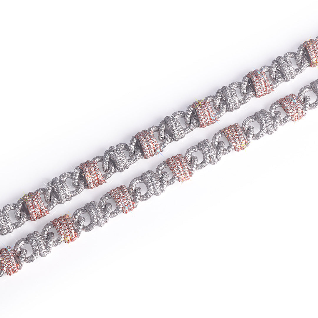 Dual-Tone Iced Cuban Link Chain with Accents