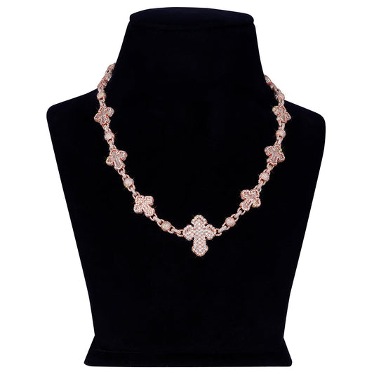 Rose Gold Clover-Link Diamond Chain Diamlux