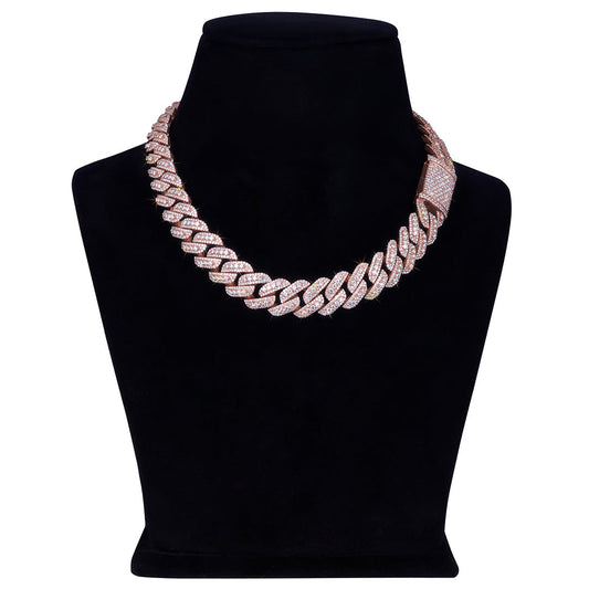 Two-Tone Geometric Cuban Link Chain Diamlux
