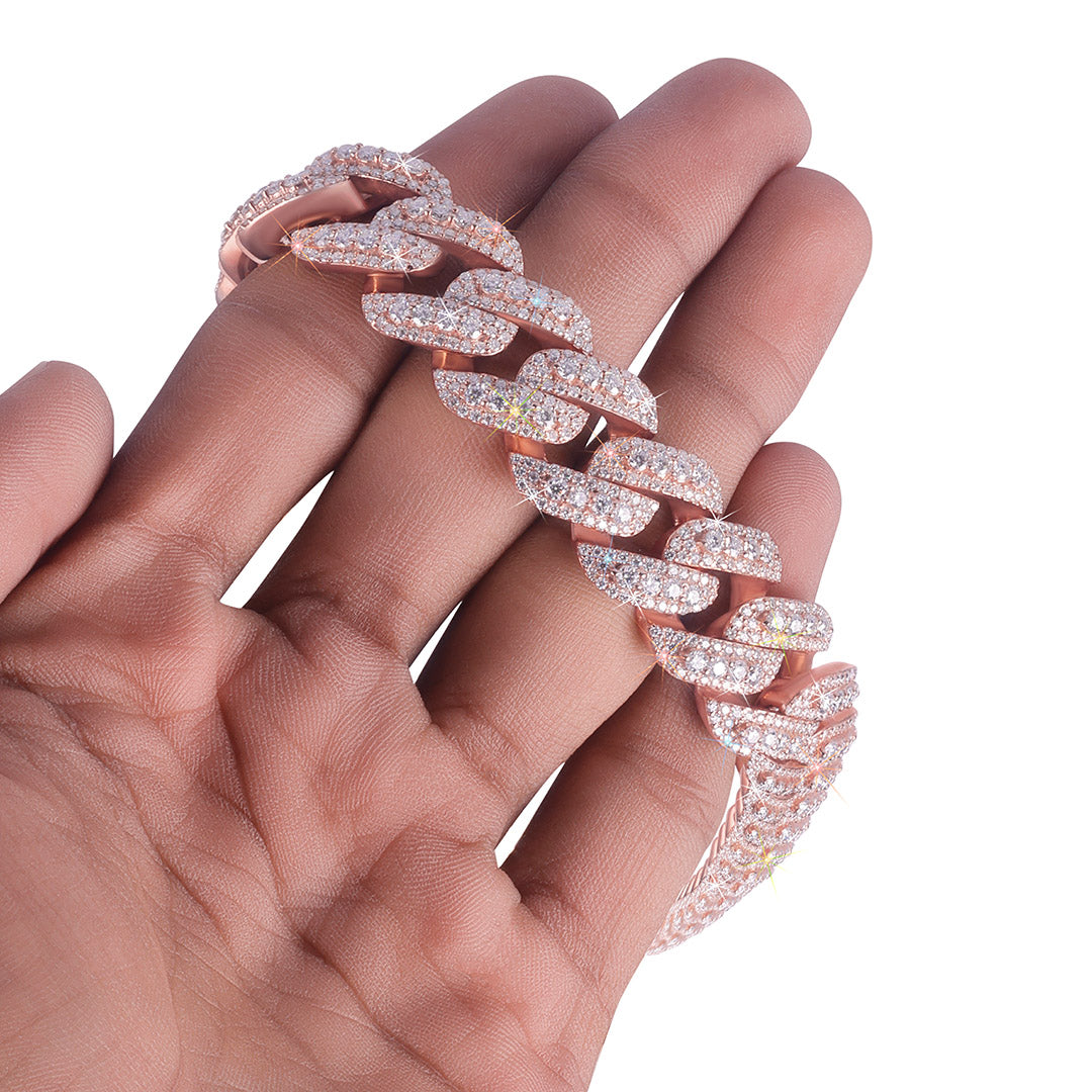 Rose Gold Pave Cuban Link Chain Diamlux