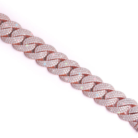 Rose Gold Cuban Link Bracelet with Moissanite Diamond-DX-BC-0101 R Diamlux