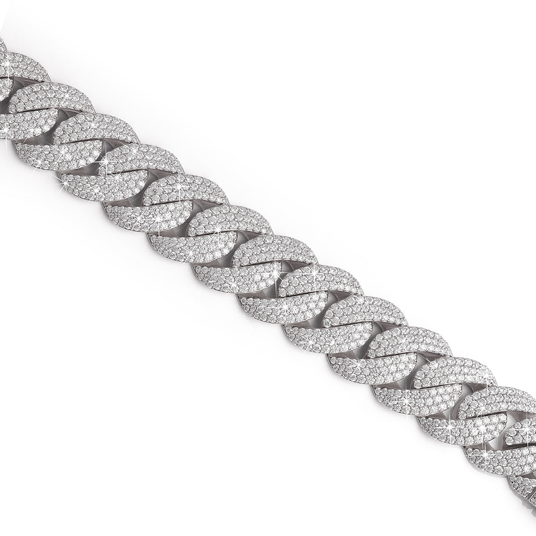 Fully Iced-out Cuban Link Bracelet with White Gold-DX-BC-0101 S