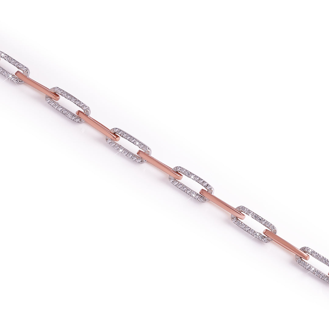 Rose Gold Paperclip Chain Bracelet with Moissanite Diamond -DX-BC-0103