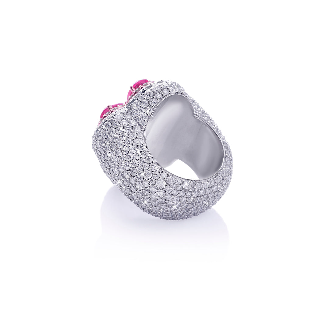 Radiant Ruby Bloom Diamond Ring