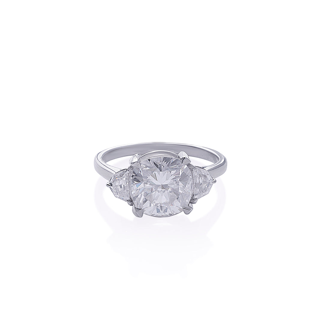 Triple Stone Brilliant Cut Engagement Ring