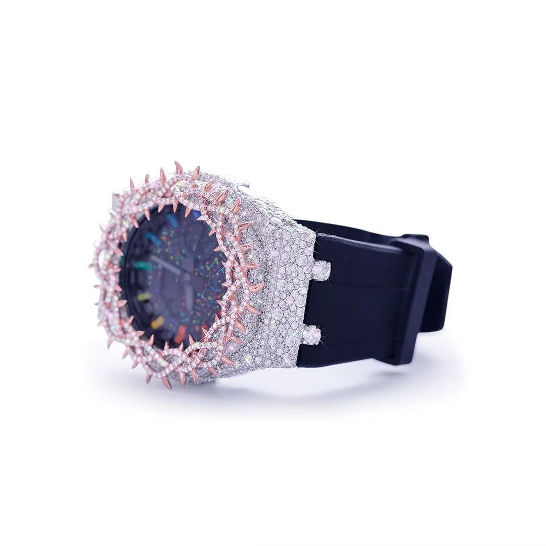 Starlight Prism: Galaxy Dial G-Shock with Radiant Rose Gold Thorns Diamlux