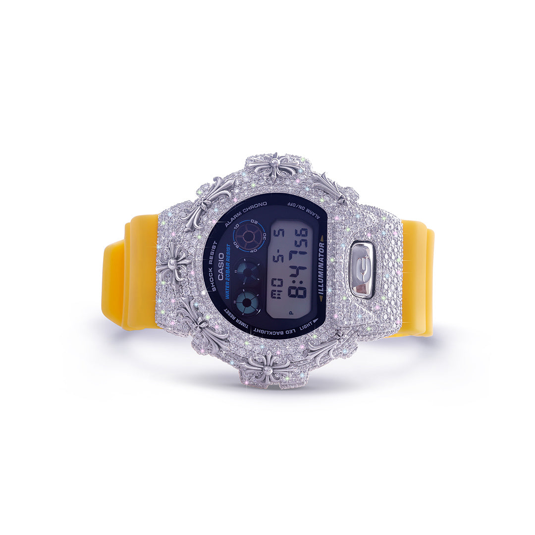 G-Shock DX-GS-0109 – Yellow Military Style with Handmade Diamond Bezel