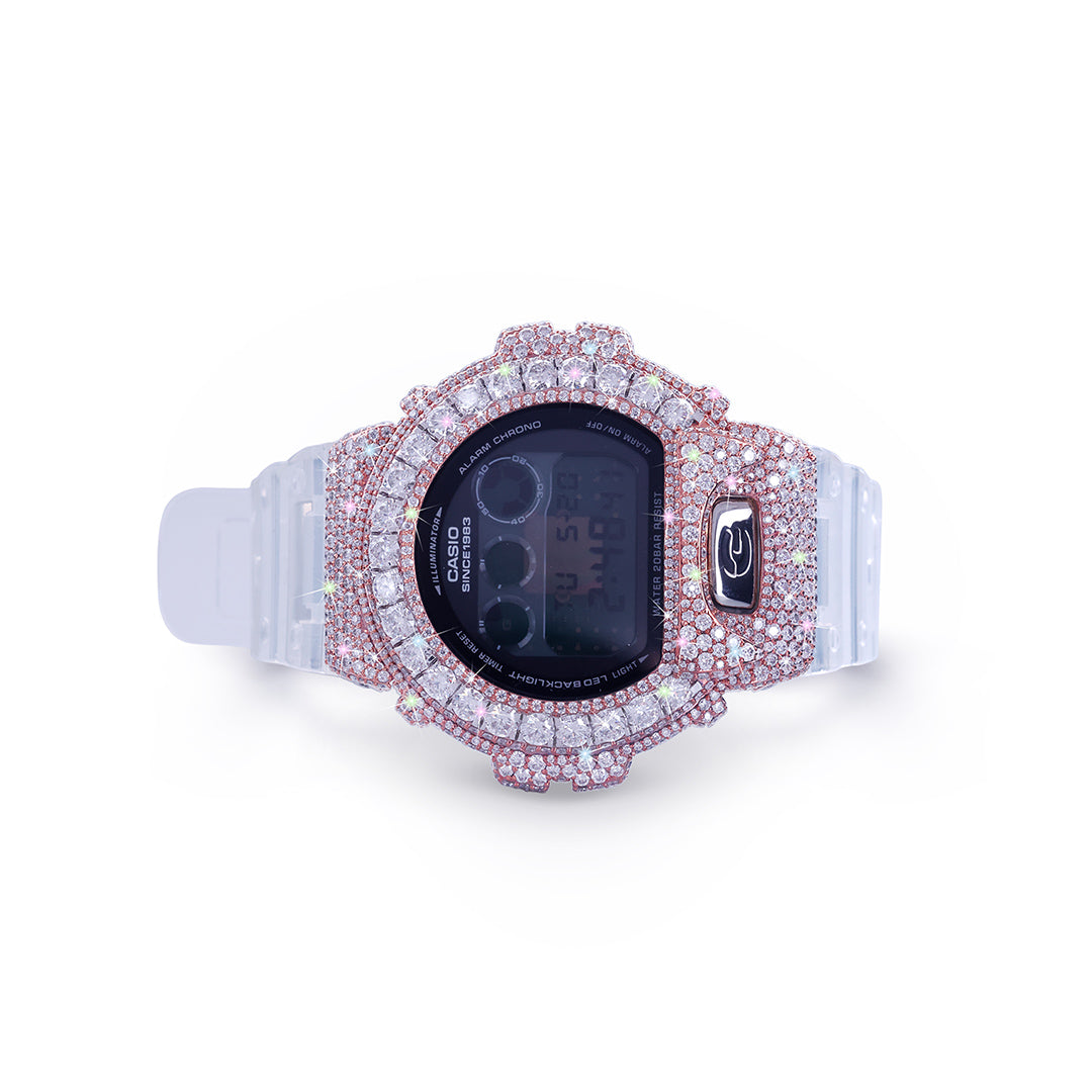 Diamond Rose G-Shock – Pink Ice Bezel with Transparent Strap
