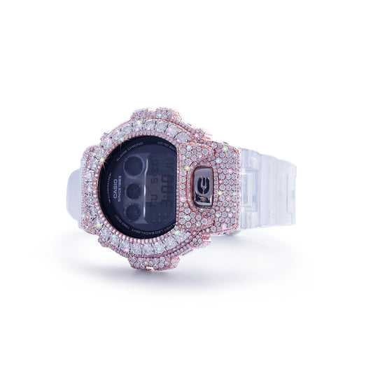 Diamond Rose G-Shock – Pink Ice Bezel with Transparent Strap Diamlux