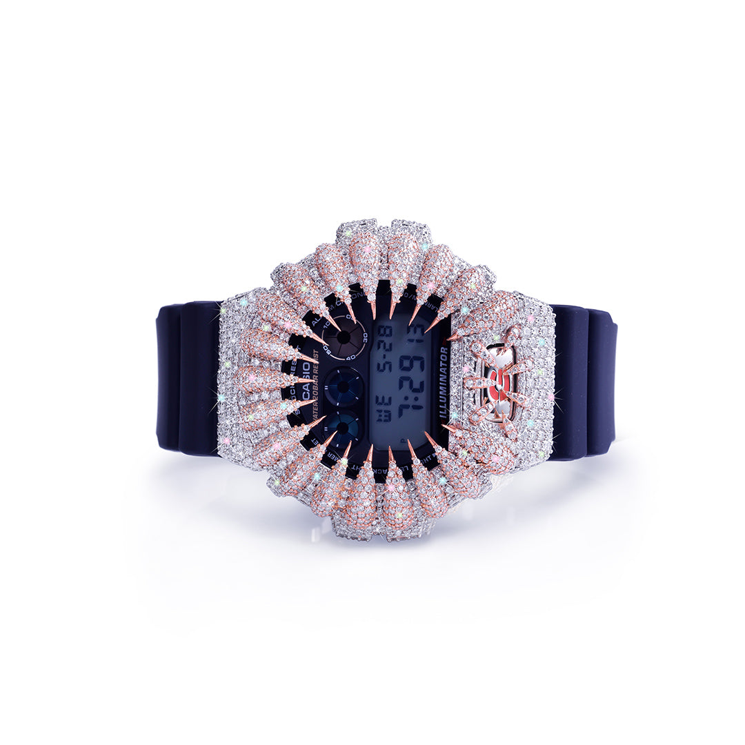 Rose Gold G-Shock with Skull Accent – Navy Strap Edition