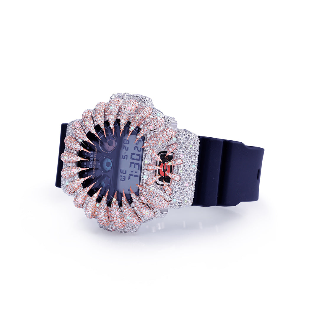 Rose Gold G-Shock with Skull Accent – Navy Strap Edition Diamlux