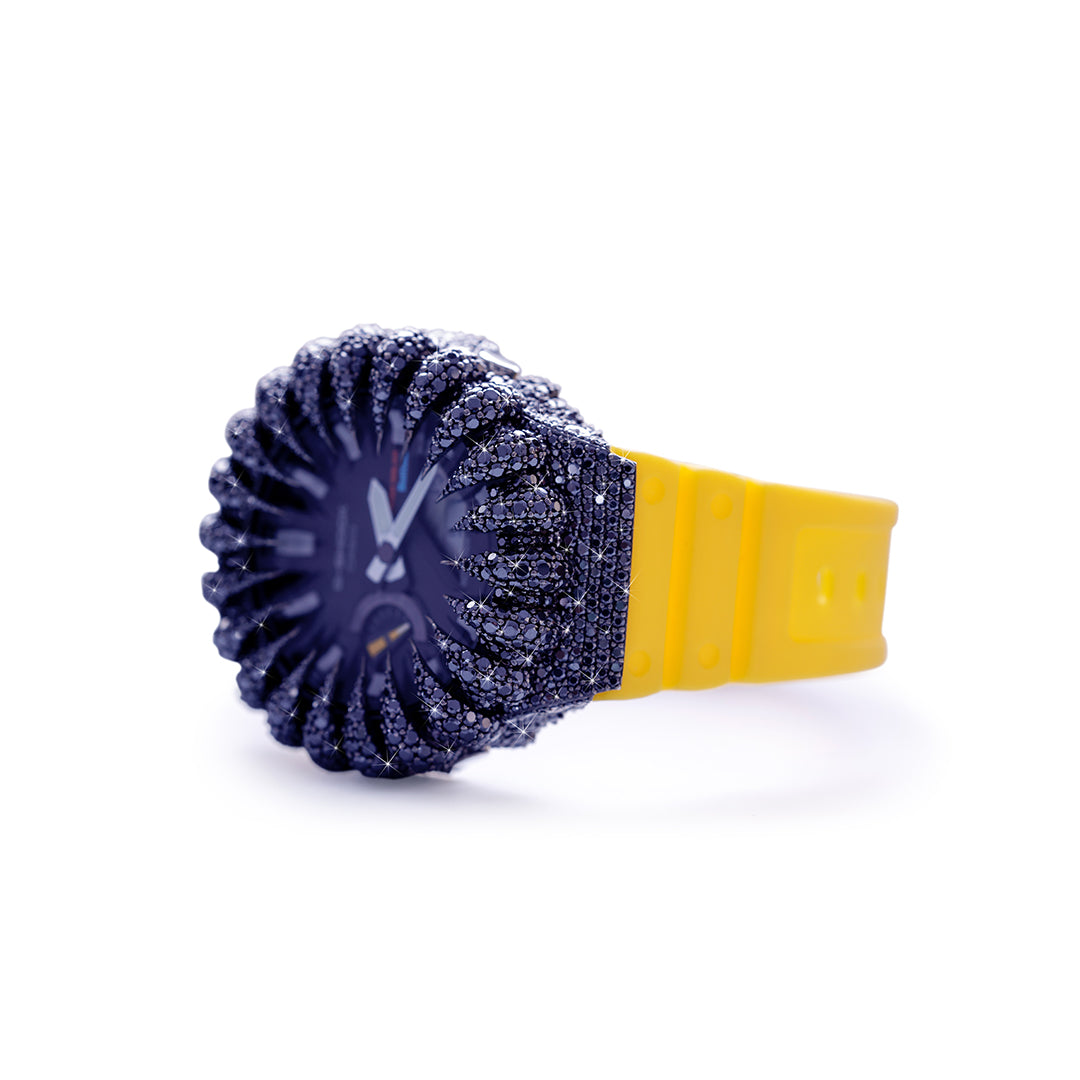 Stealth Black G-Shock – Iced Yellow Strap Hybrid Diamlux