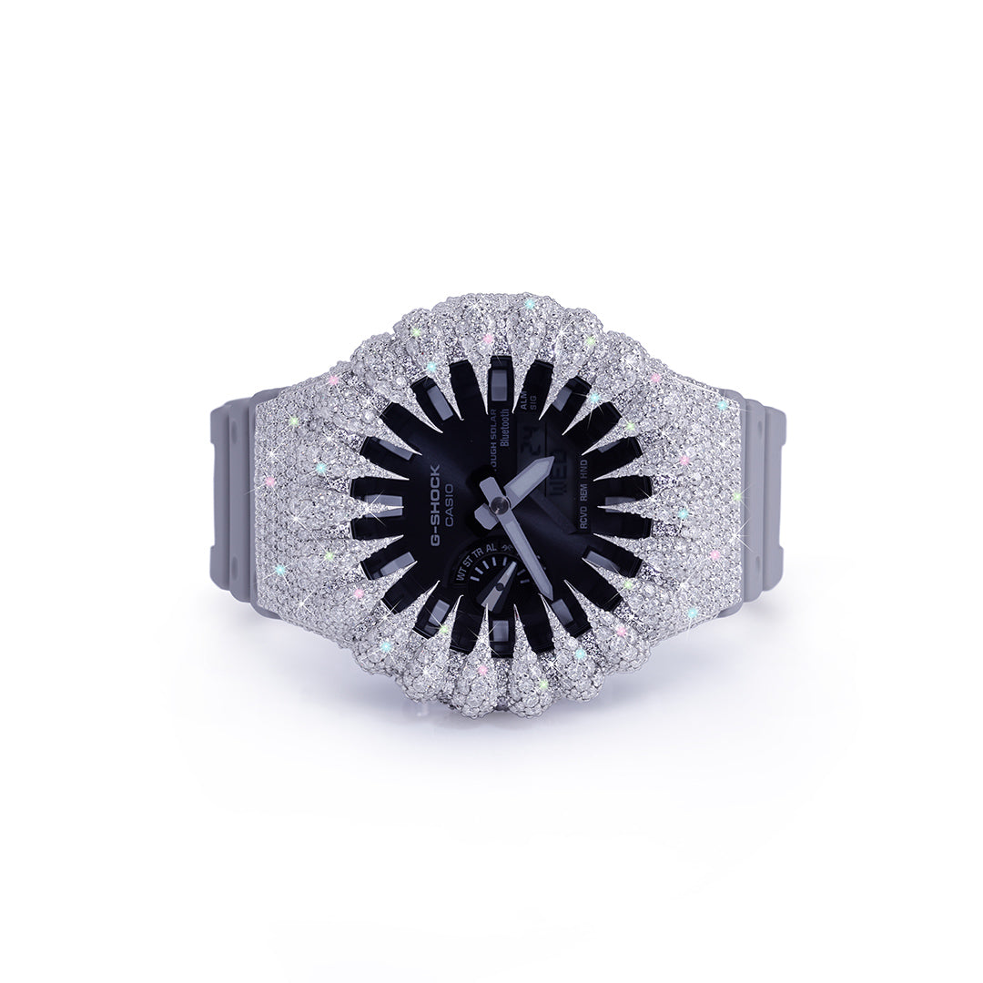Frosted White G-SHOCK with Iced-Out Diamond Dial