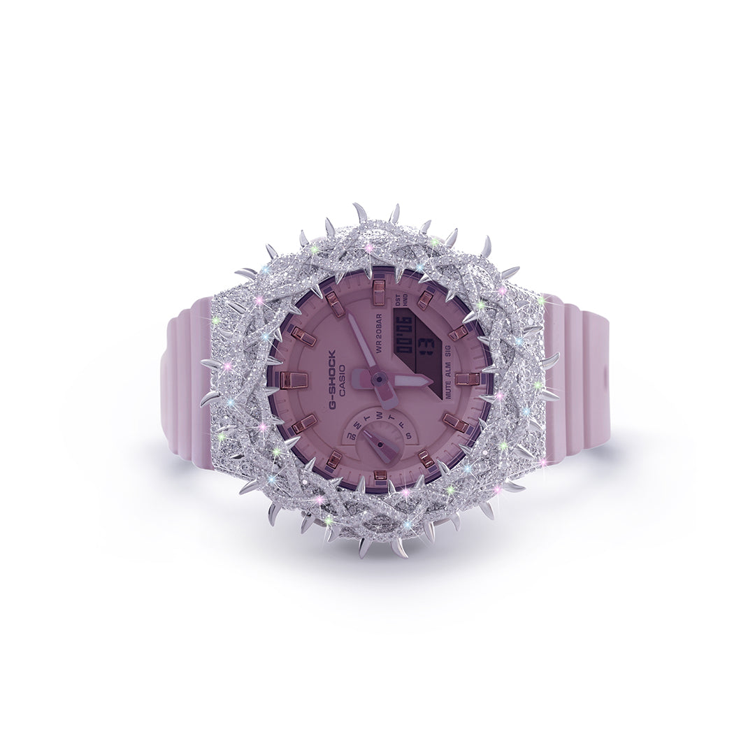 Blush Pink G-SHOCK with Diamond Encrusted Spiked Bezel
