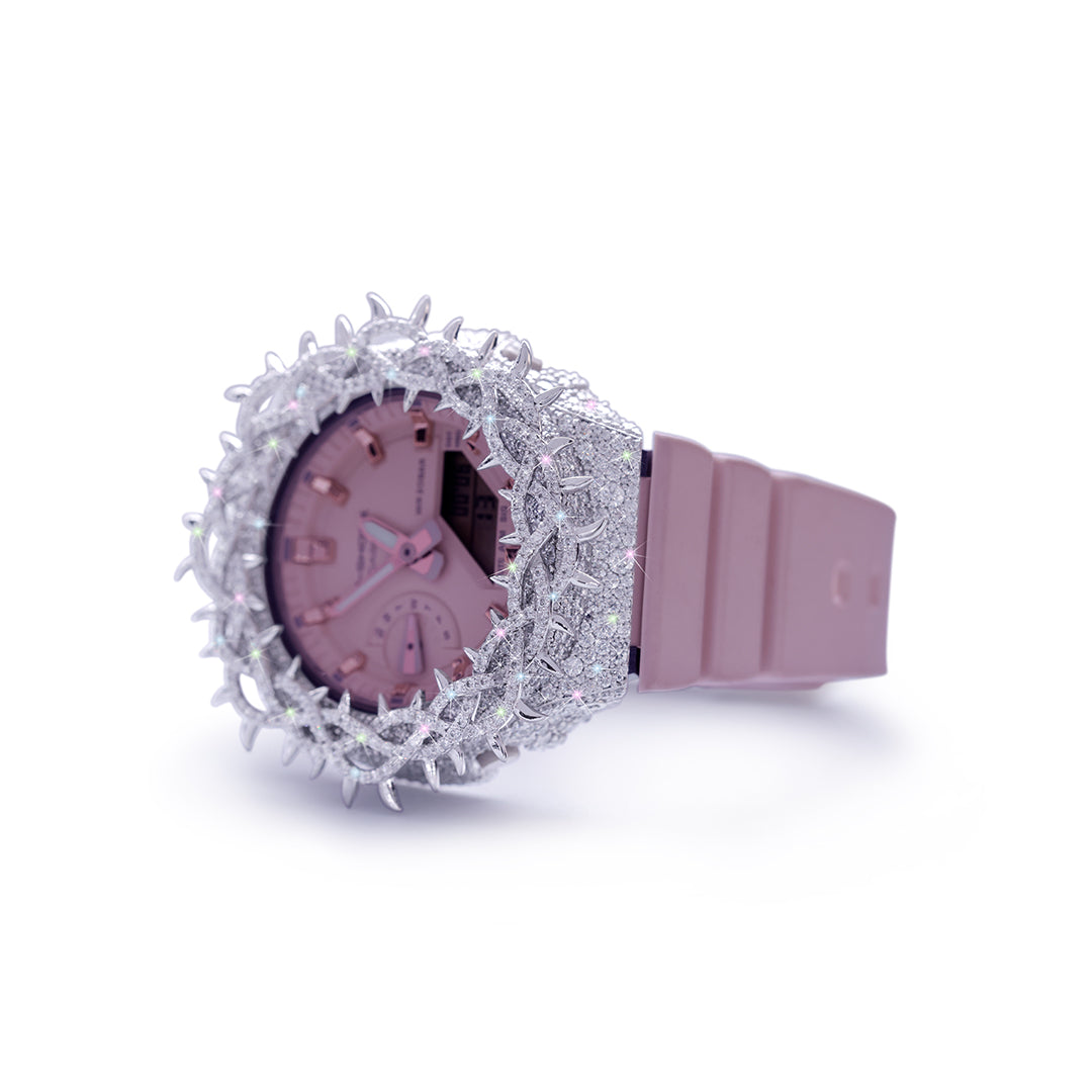 Blush Pink G-SHOCK with Diamond Encrusted Spiked Bezel