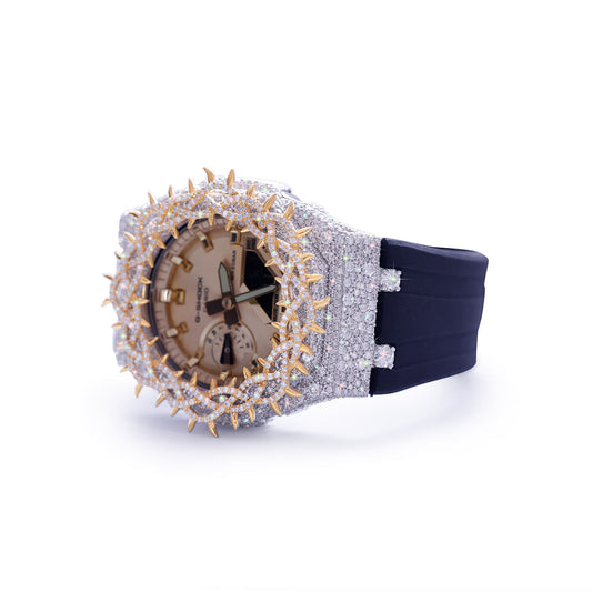 Iced Gold Spike Diamond G-Shock – Champagne Dial Diamlux