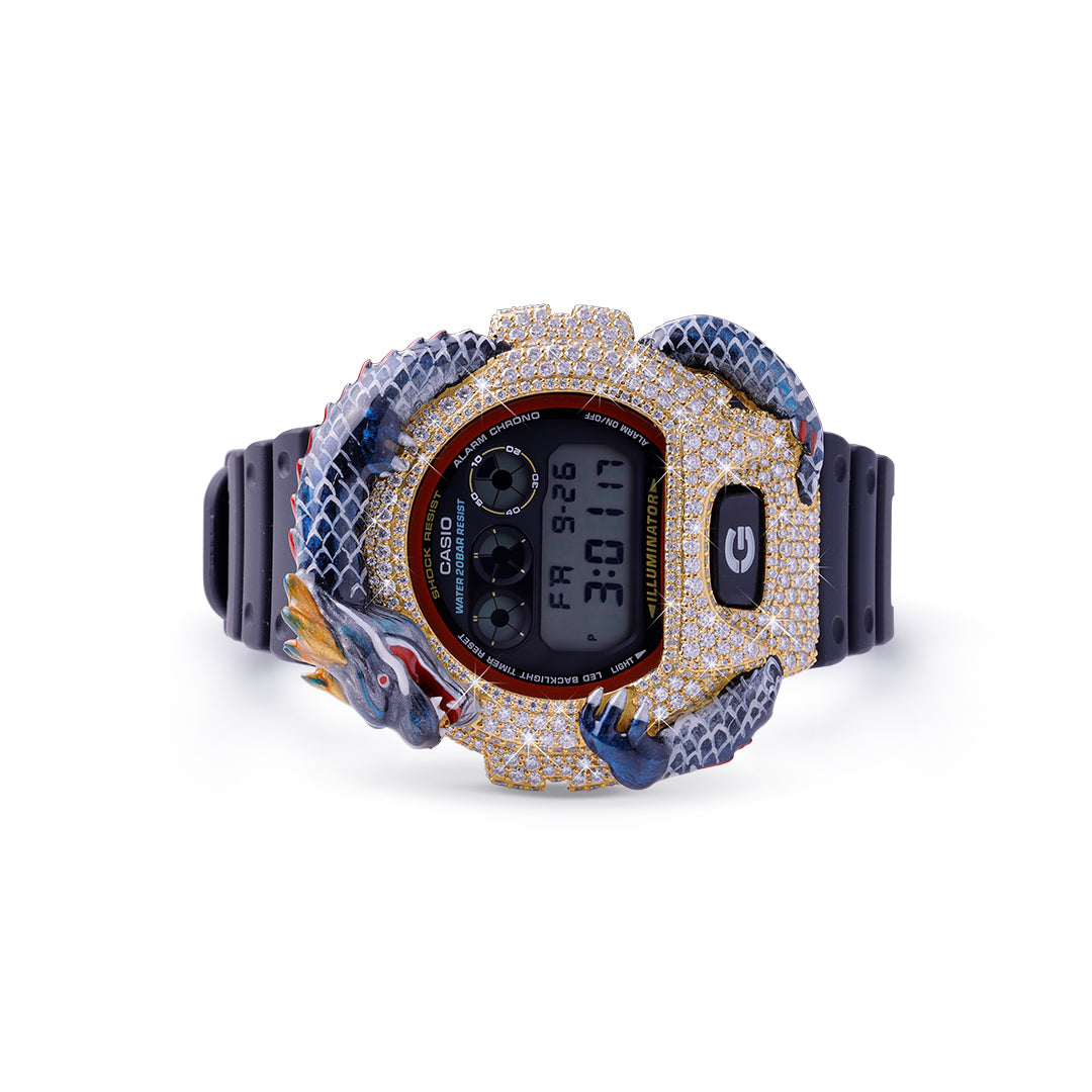 Dragon Bezzel With Natural Diamond -G-Shock-Yellow
