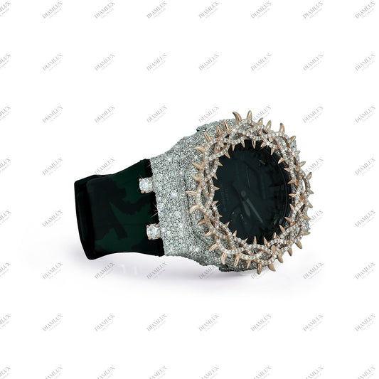 Moissanite Diamond G-Shock Watch With Thorn Bezel Diamlux
