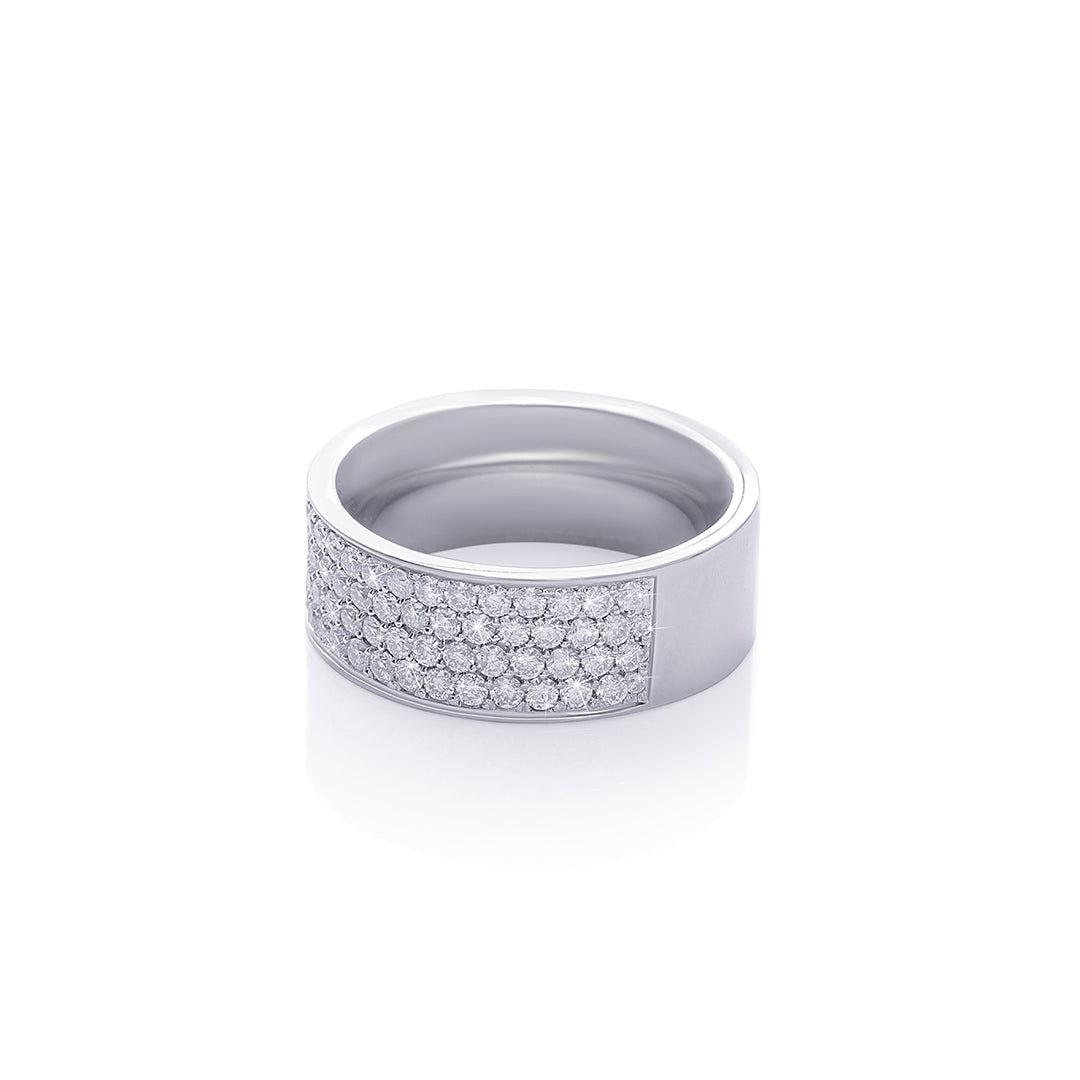 Wide Band Minimalist Ring with Diamond Accent Panel