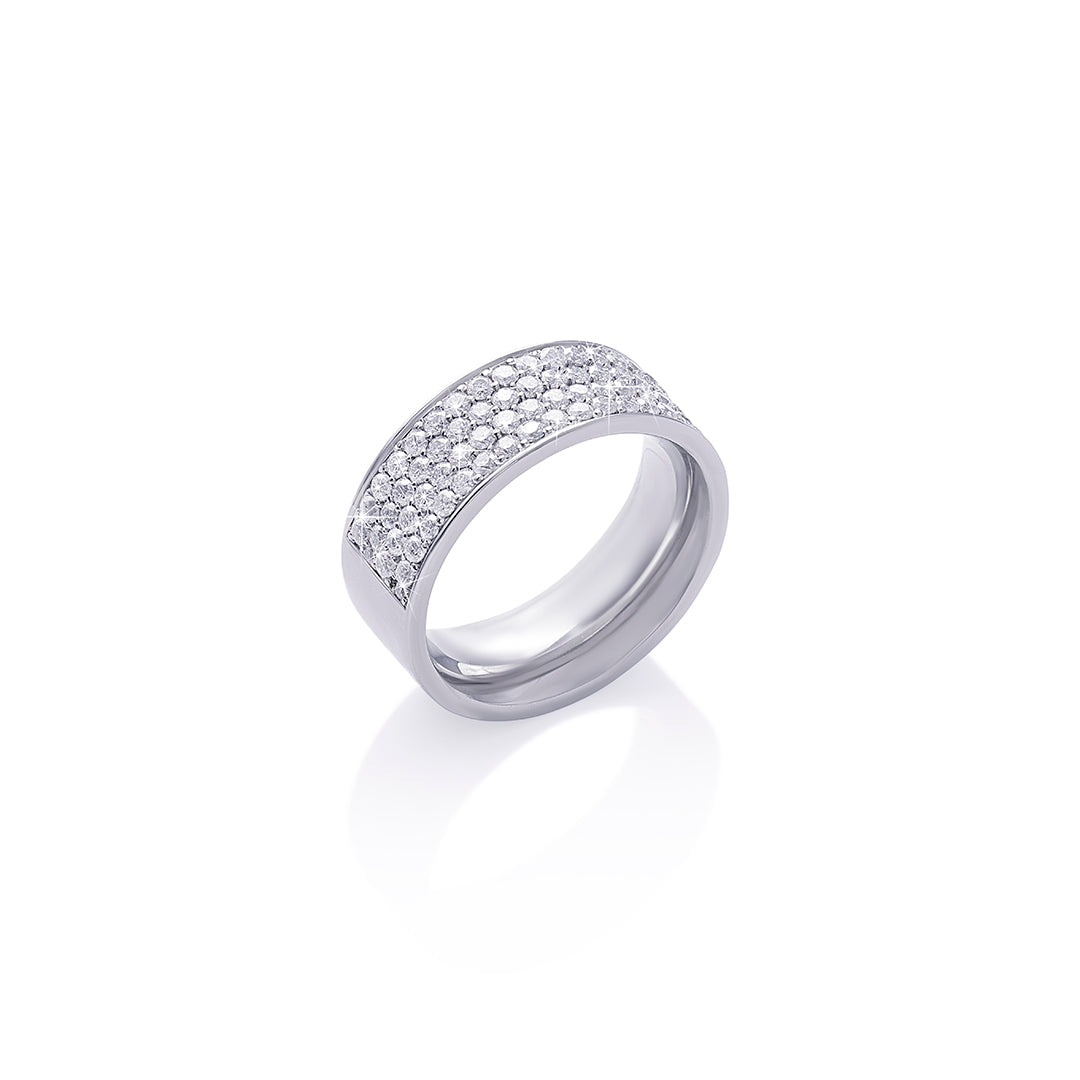 Wide Band Minimalist Ring with Diamond Accent Panel