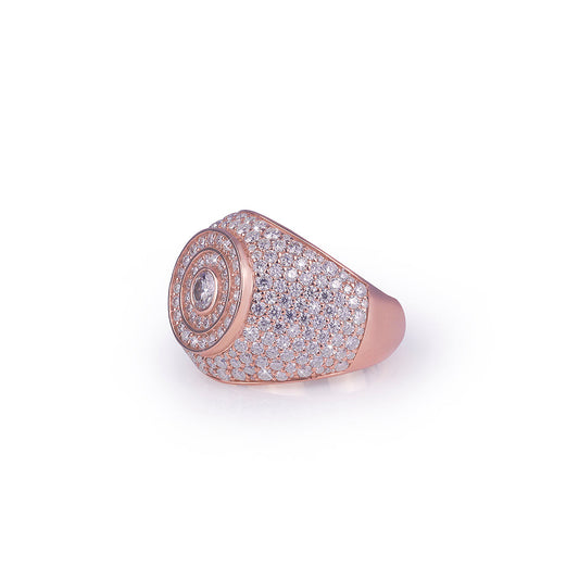 Elegant Rose Gold Dome Ring with Center Stone Highlight Diamlux