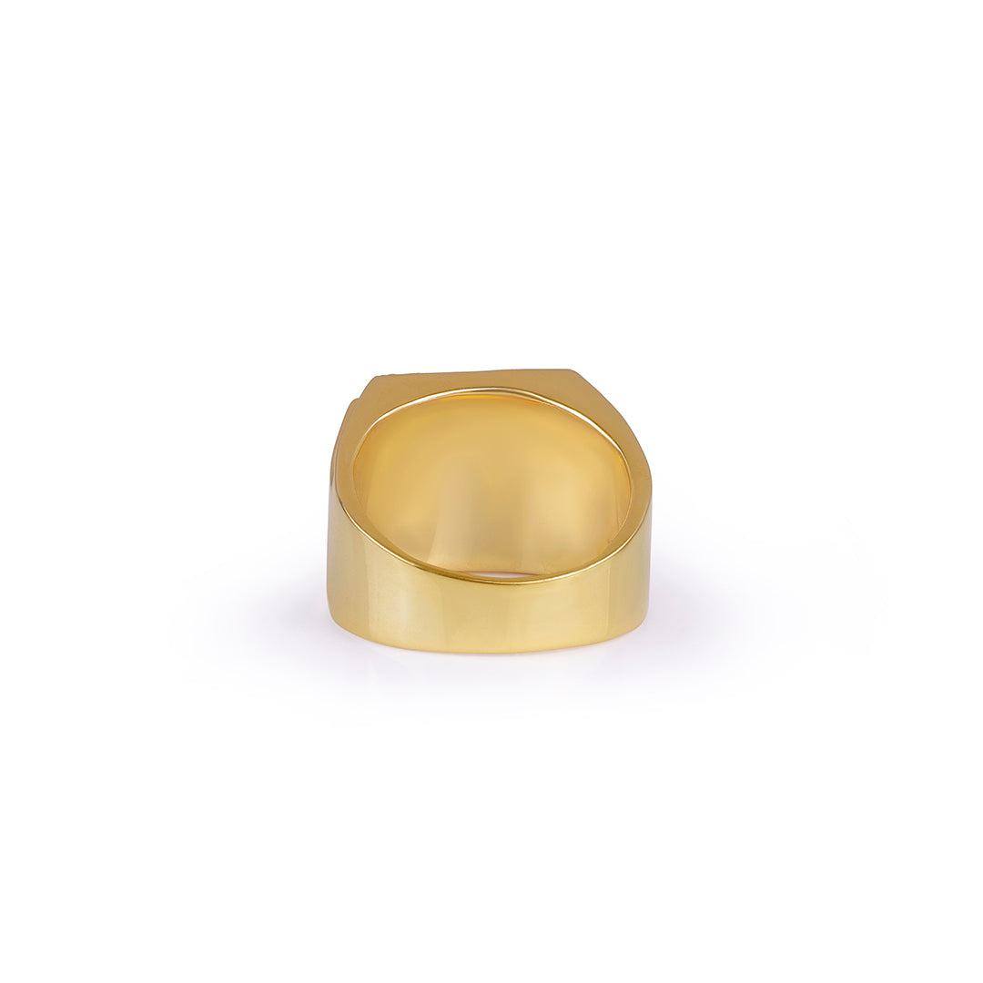 Classic Gold Ring with Iced Square Top Diamlux