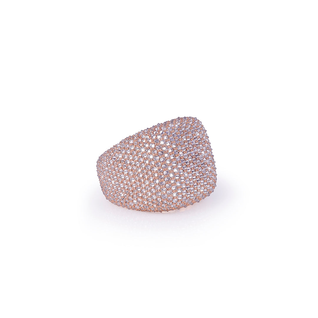 Full Iced Rose Gold Cushion Ring