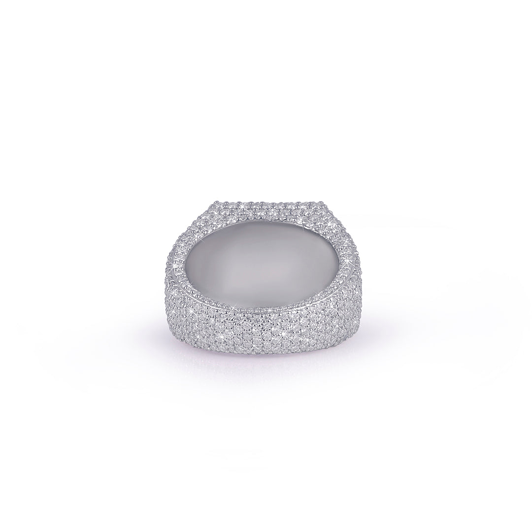 Iced white gold Ring with Square Halo Design Diamlux
