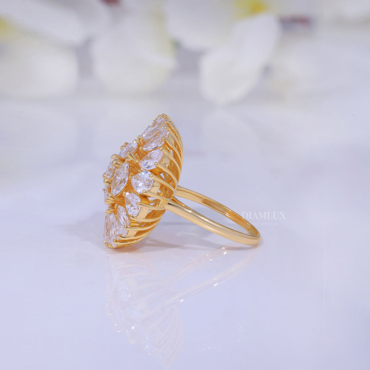 10kt Gold Lab Diamond Ring -Flower Diamlux Fine Jewelry