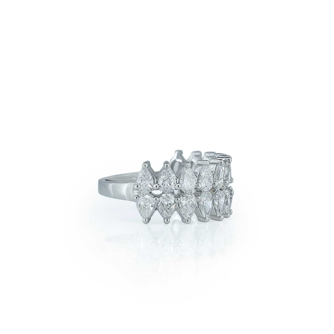 Wide band ring with marquise diamonds arranged in a pattern- Natural Diamond Diamlux