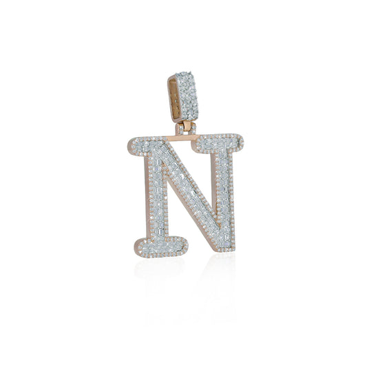 "N" Letter Pendant VVS Moissanite Diamond Diamlux