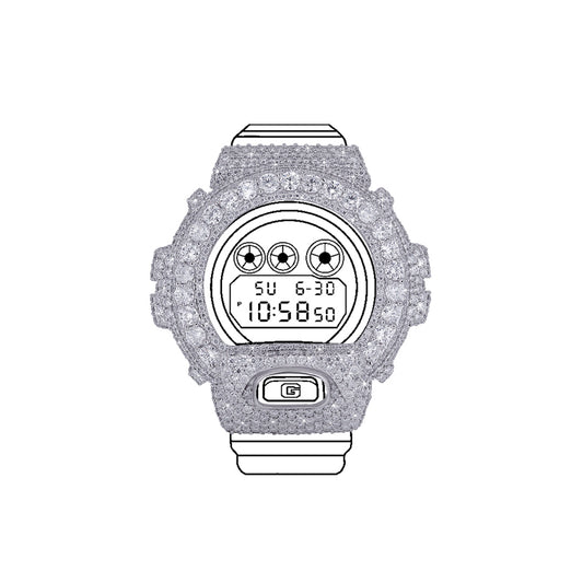 Fully Iced-Out G- Shock watch Bubble Bezel with VVs Moissanite Diamond Diamlux