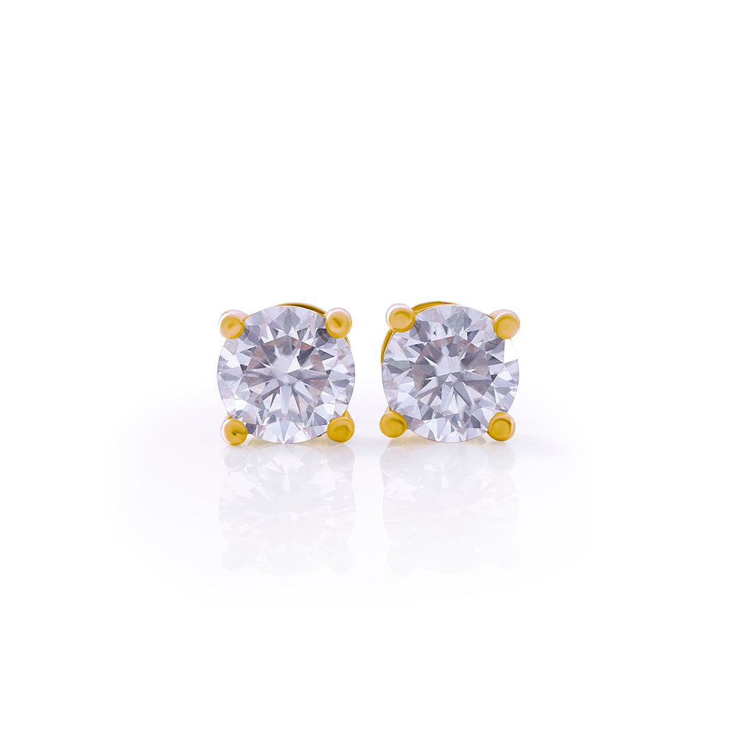 Gold Round Cut Solitaire Stud Earrings – FF-ER-0101 G