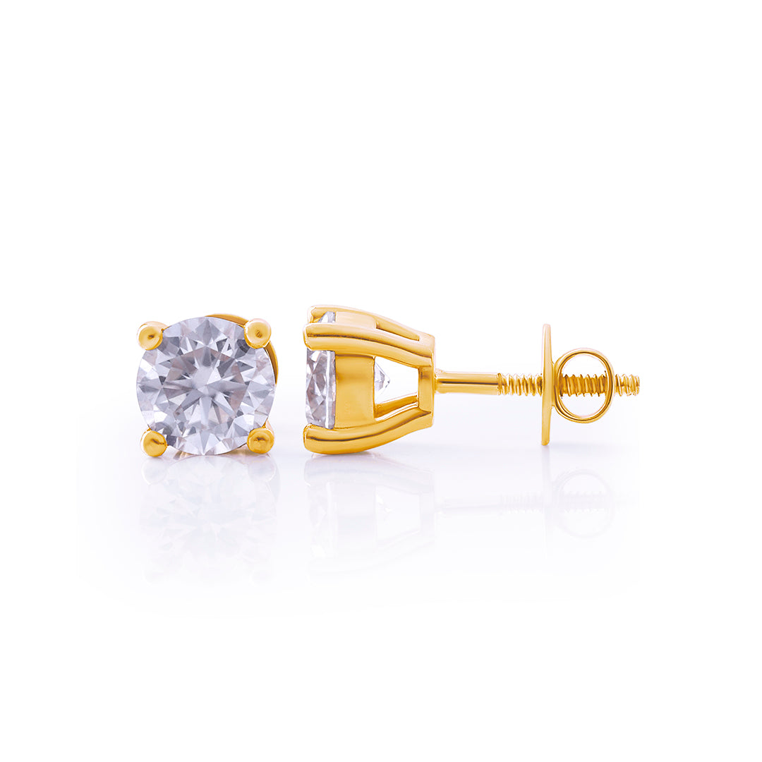Gold Round Cut Solitaire Stud Earrings – FF-ER-0101 G