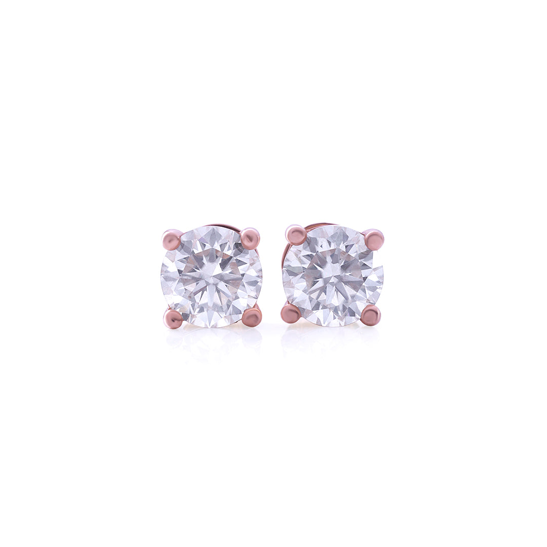 Rose Gold Round Cut Solitaire Stud Earrings – FF-ER-0101 R