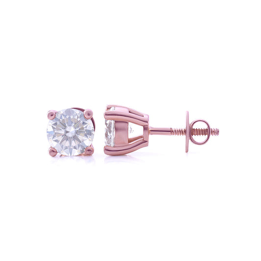 Rose Gold Round Cut Solitaire Stud Earrings – FF-ER-0101 R Diamlux