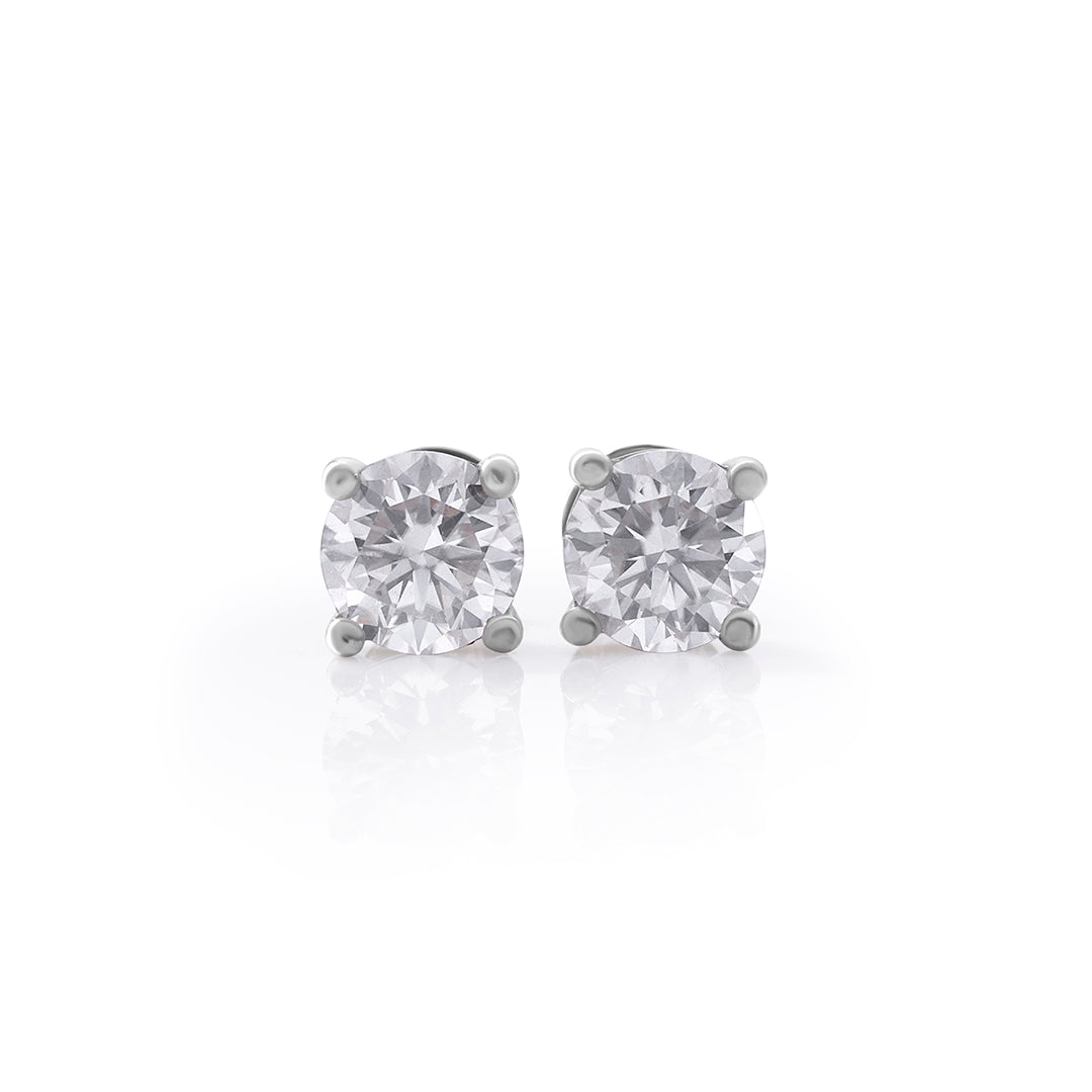 White Gold Round Cut Solitaire Stud Earrings – FF-ER-0101 S