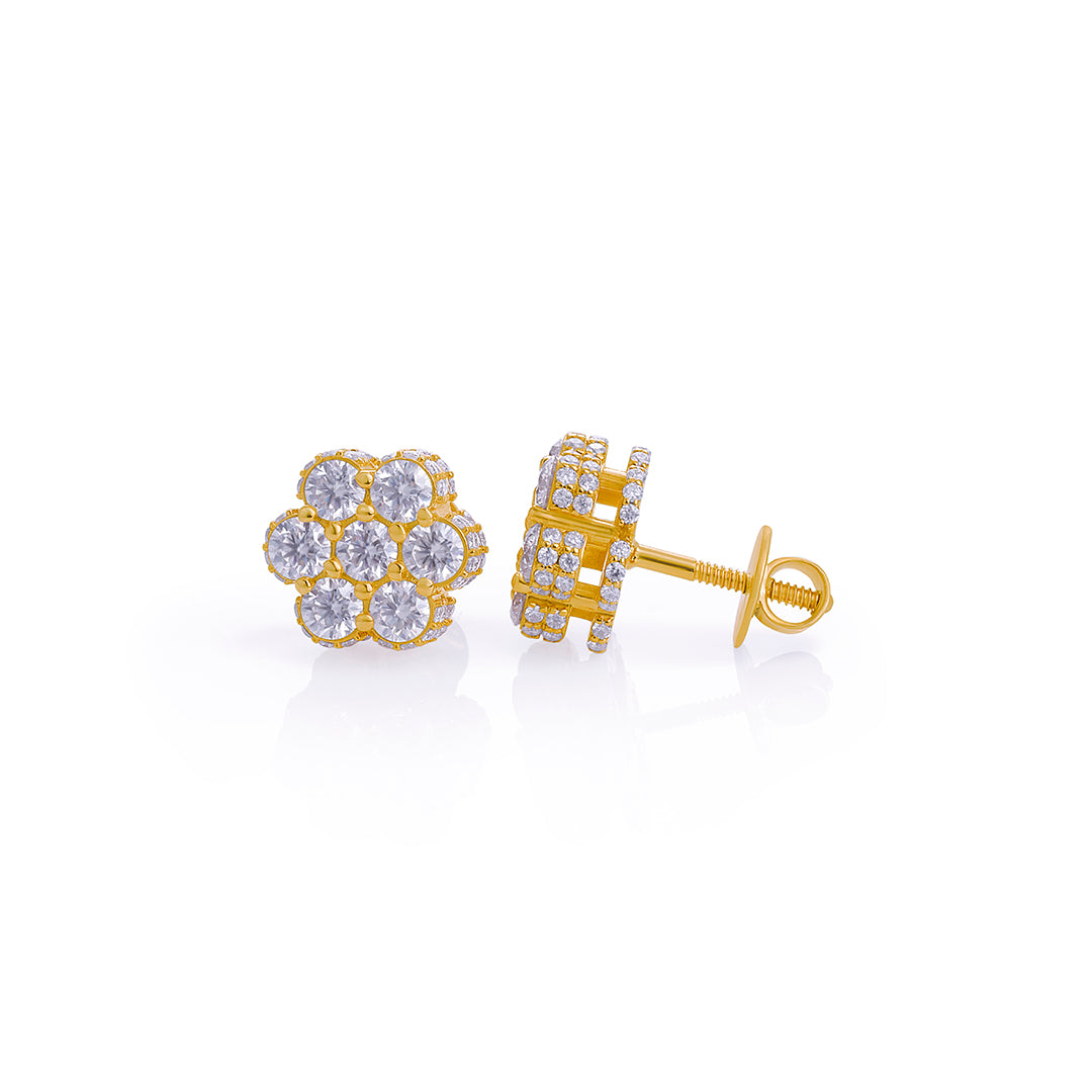 Gold Floral Cluster Diamond Stud Earrings – FF-ER-0102 G