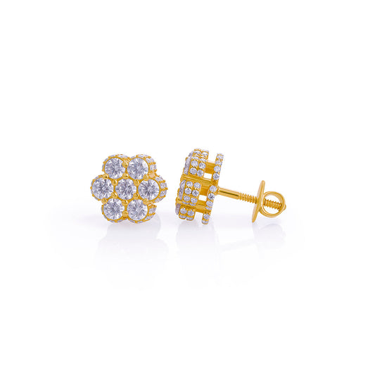 Gold Floral Cluster Diamond Stud Earrings – FF-ER-0102 G Diamlux