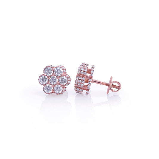 Rose Gold Floral Cluster Diamond Stud Earrings – FF-ER-0102 R Diamlux